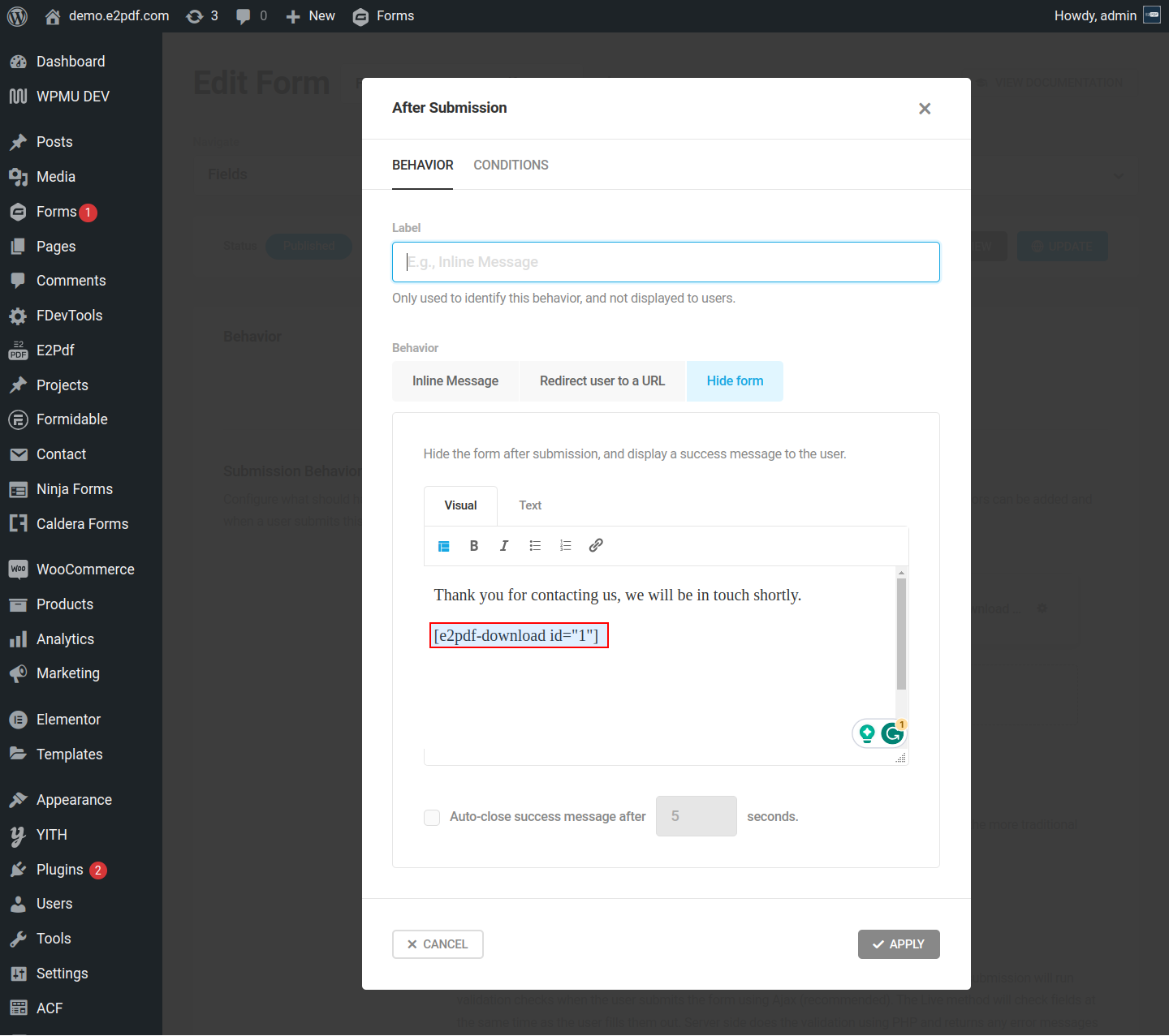 Forminator Forms Plugin Usage Documentation